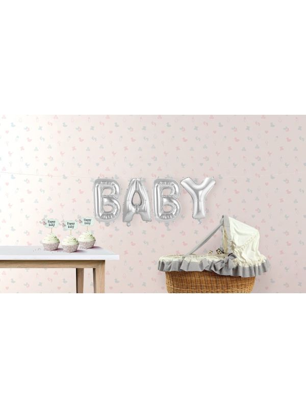 Baby Zilveren Folieballon Letters