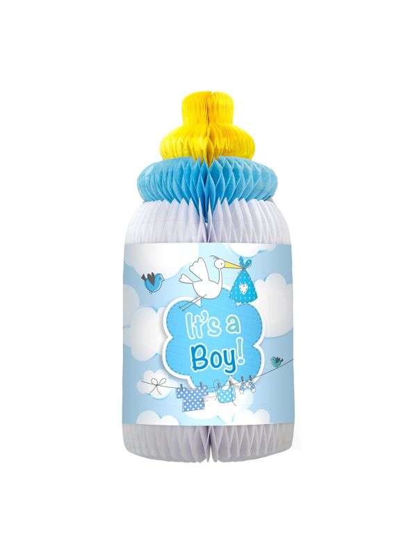 Babyfles Blauw Honingraat Versiering