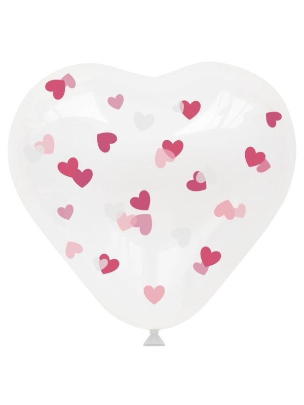 Ballonen Hartvormig Wit met Confetti