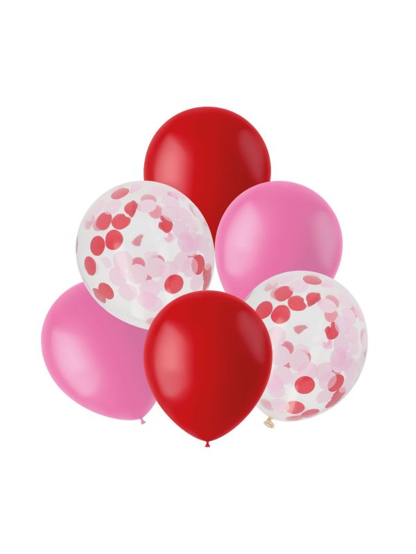 Ballonnen Mix Roze Rood 6 Stuks