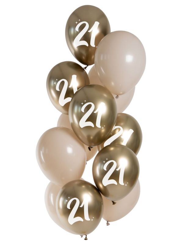 Ballonnen set 21 Jaar Champagne Goud