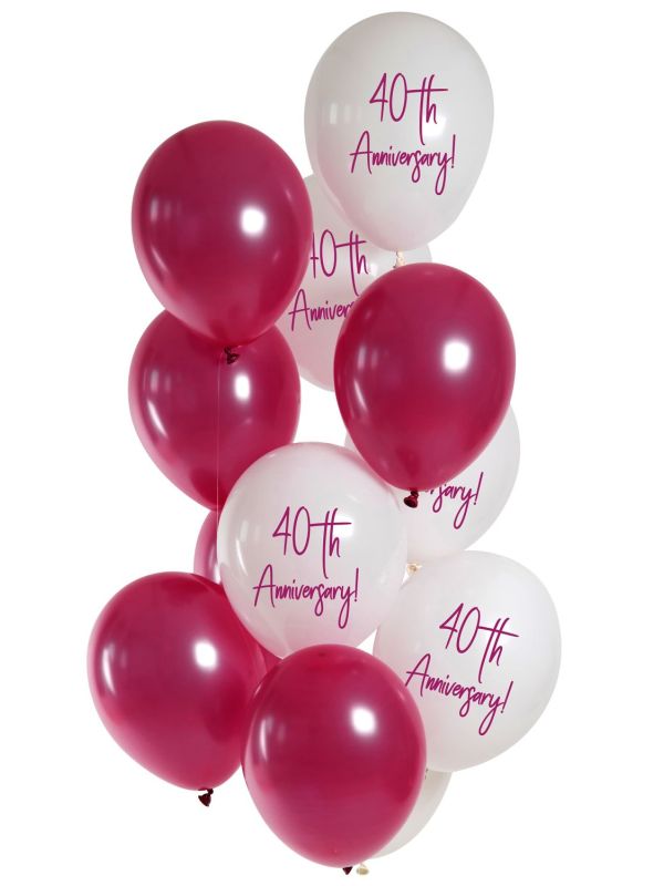 Ballonnen set 40 Jaar Jubileum Rood