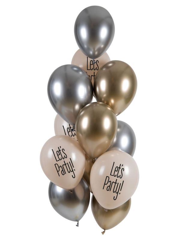 Ballonnen set Let's Party Zilver Goud
