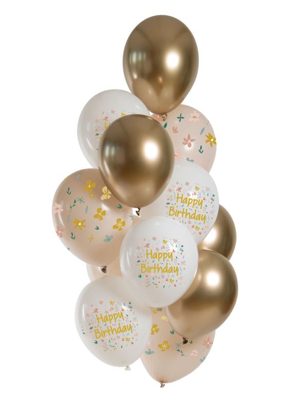 Ballonnen set Verjaardag Bloemen