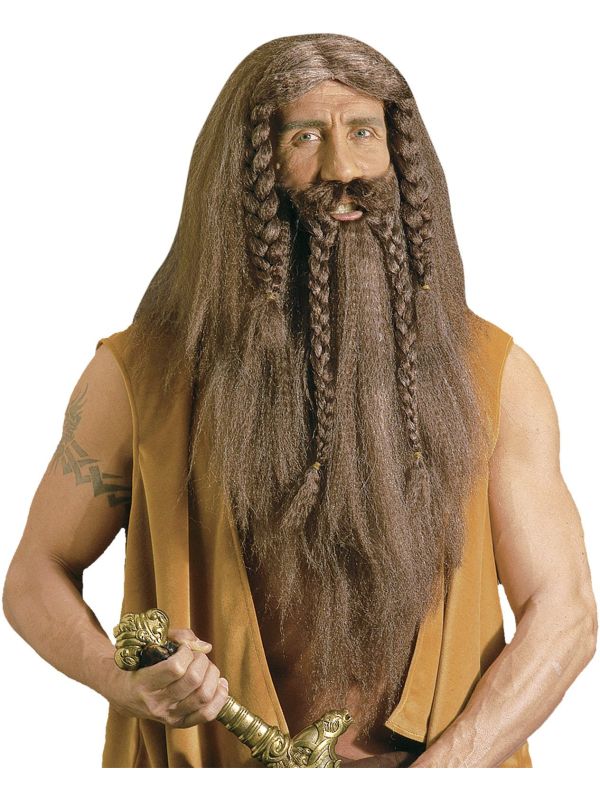 Barbaar Pruik met Baard en Snor