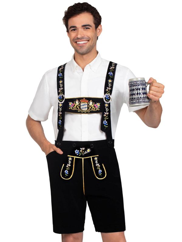 Bavarian Zwarte Lederhosen Heren