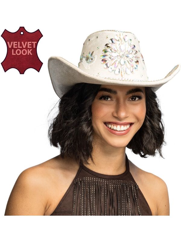 Beige Cowboyhoed met Juwelen