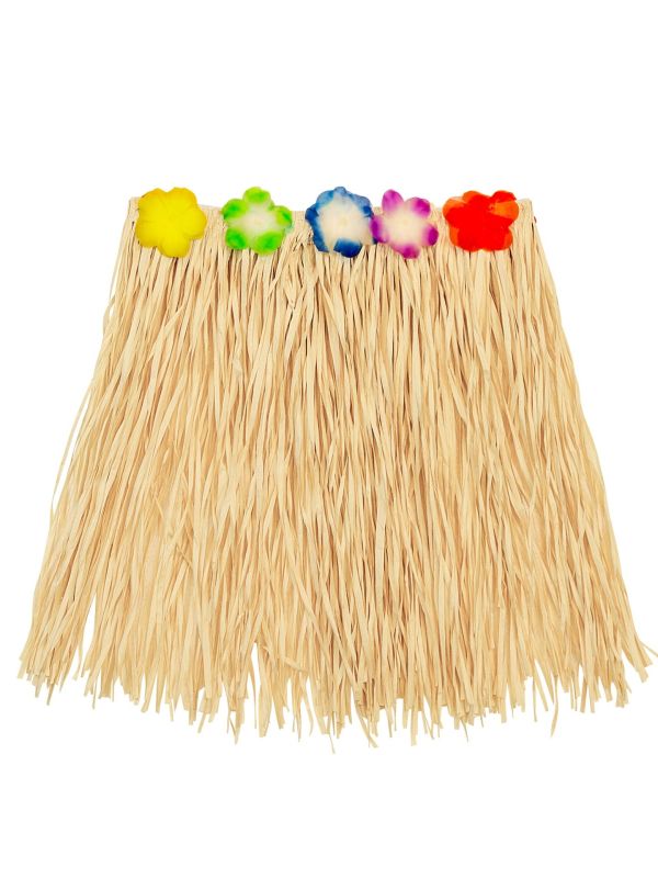 Beige Hawaii Hula Rok met Bloemenriem