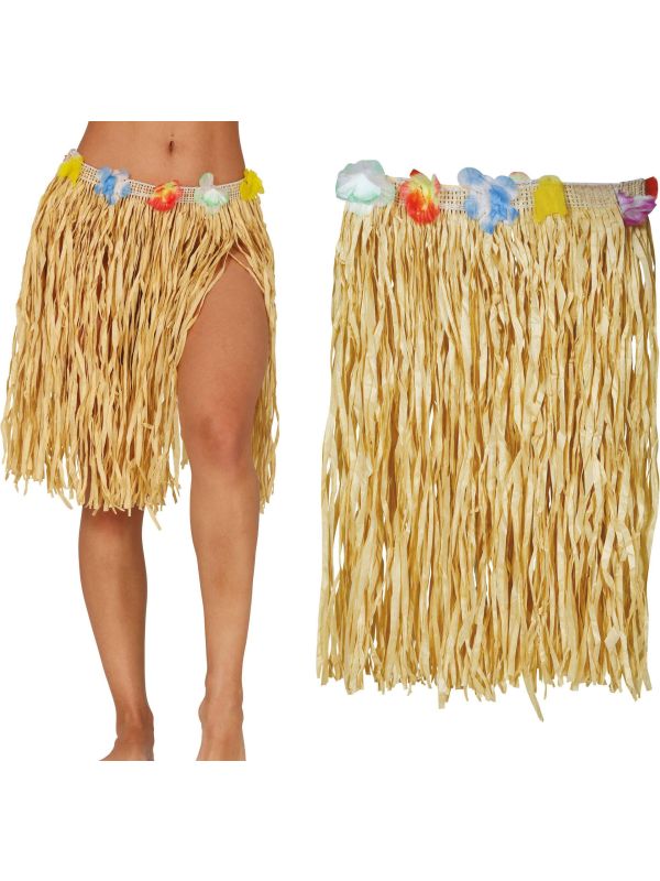 Beige Stro Rok Hawaï 40cm Vrouwen