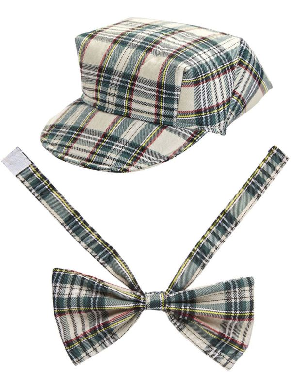 Beige Tartan Pet met Strik