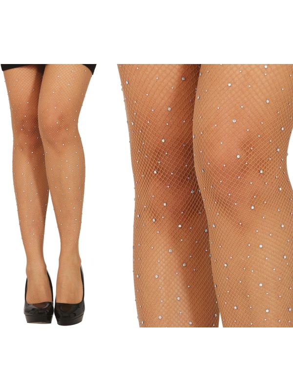 Beige Visnetpanty's Rijnstenen 20's Stijl Dames