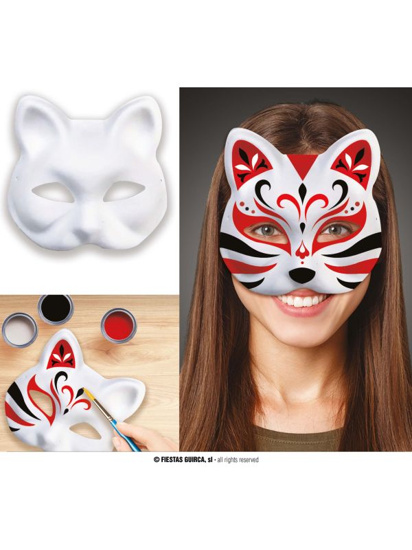 Beschilderbaar Halfmasker Kat Wit
