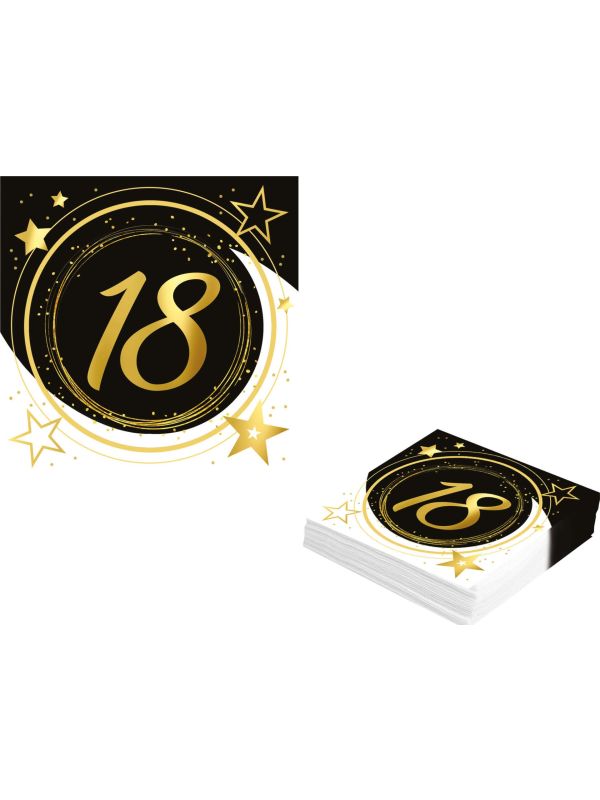 Black Gold 18 Jaar Verjaardag Servetten