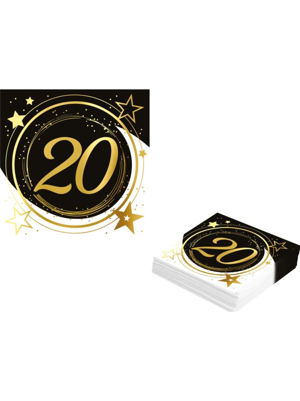 Black Gold 20 Jaar Verjaardag Servetten