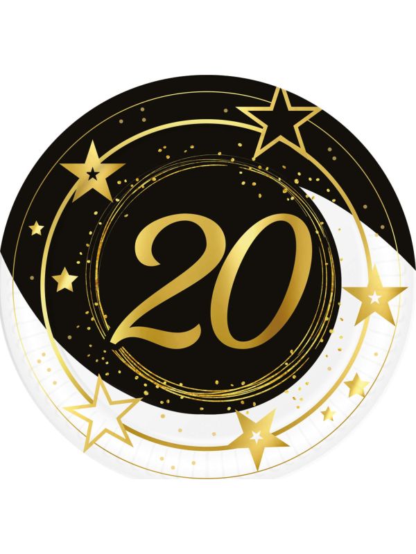 Black Gold 20 Jaar Verjaardag Wegwerp Bordjes