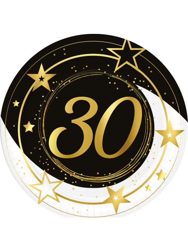 Black Gold 30 Jaar Verjaardag Wegwerp Bordjes
