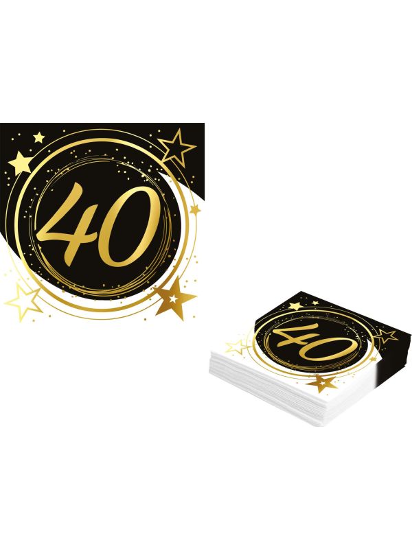 Black Gold 40 Jaar Verjaardag Servetten