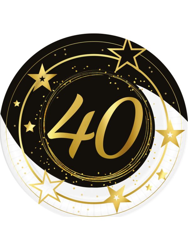 Black Gold 40 Jaar Verjaardag Wegwerp Bordjes