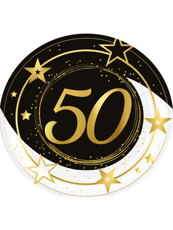 Black Gold 50 Jaar Verjaardag Wegwerp Bordjes