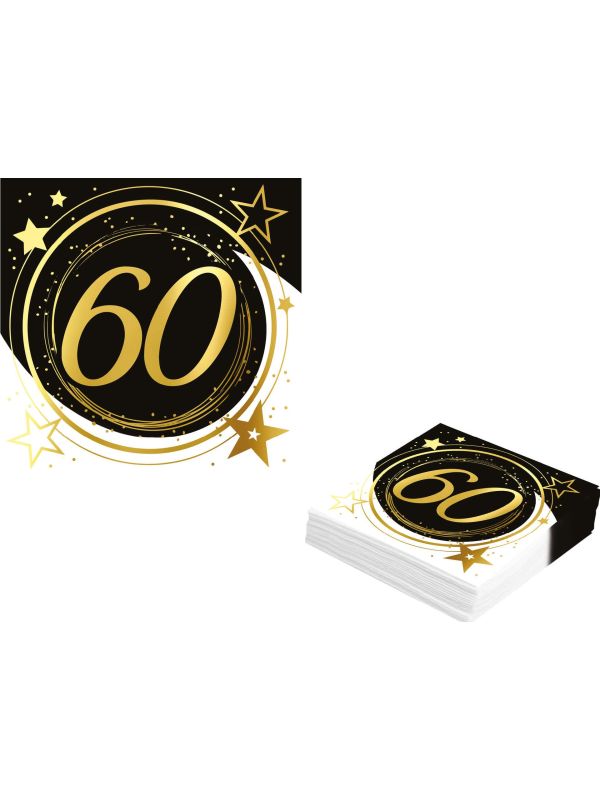 Black Gold 60 Jaar Verjaardag Servetten