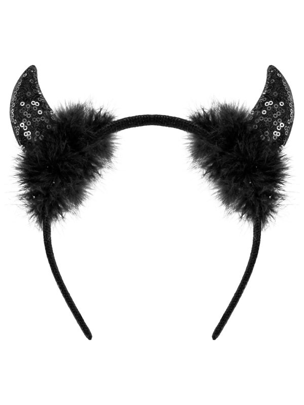Black Pailletten Hoorntjes Haarband