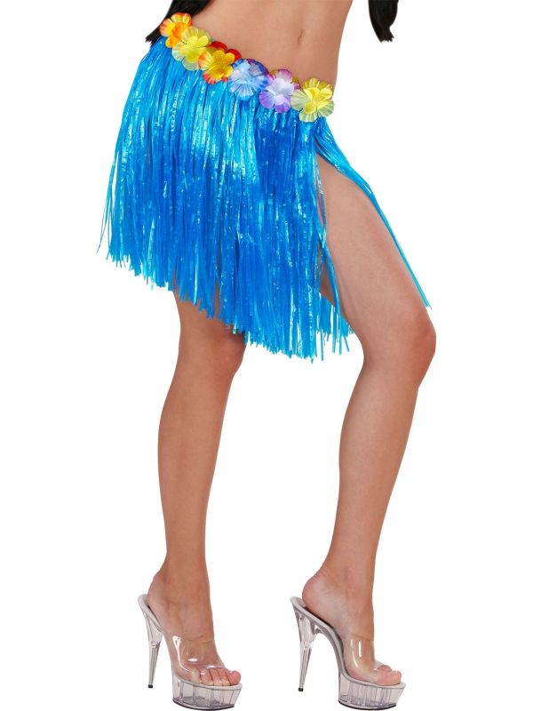 Blauw Hawaii Rokje met Bloemen