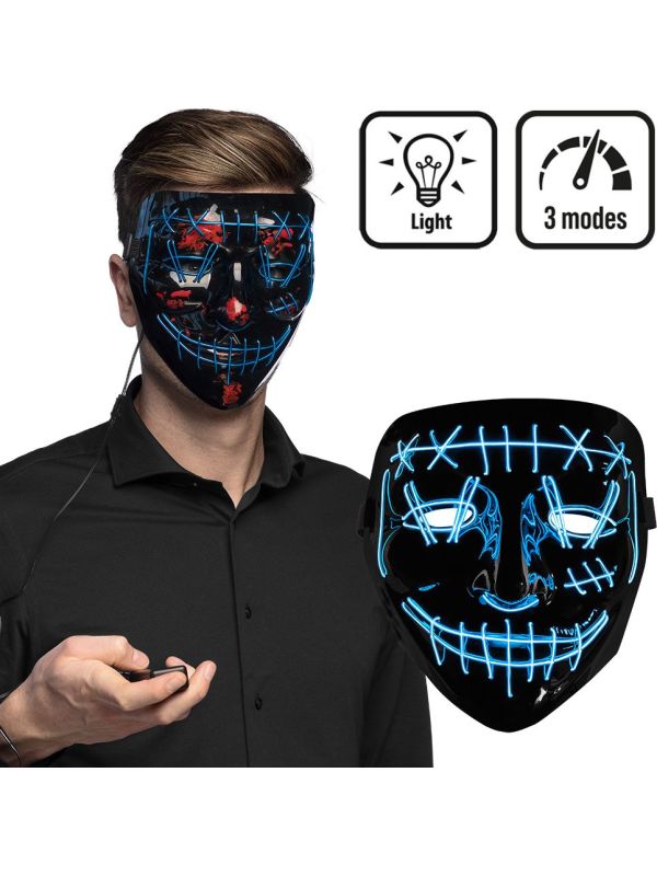 Blauw Led Masker met Killer Smile Halloween