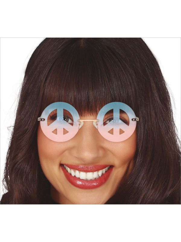 Blauw Roze Hippie Bril Peace Teken