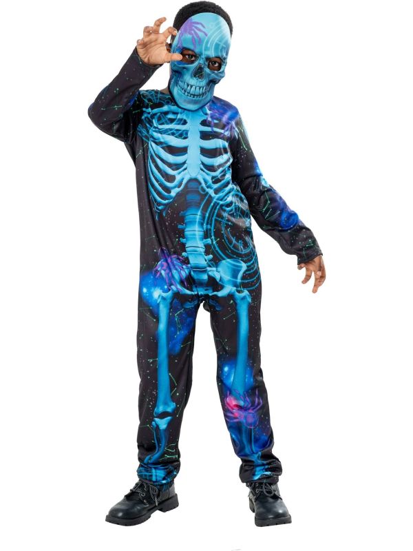 Blauw Space Skelet Kostuum Kinderen