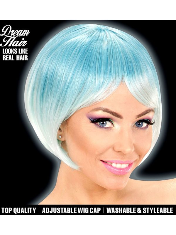 Blauw Turquoise Carnavals Pruik Dames