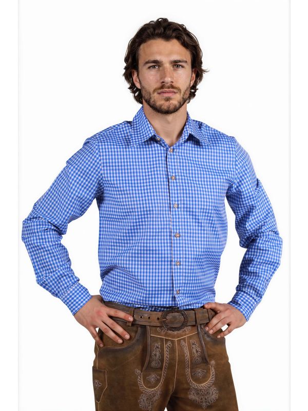 Blauw Wit Tiroler Overhemd Heren Oktoberfest