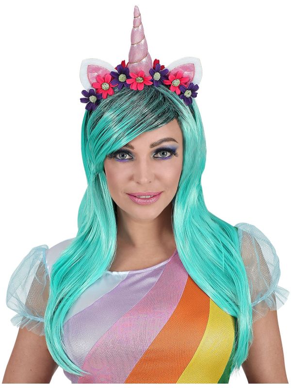 Blauwe Eenhoorn Pruik Dames