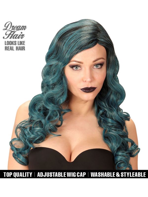 Blauwe Gekrulde Pruik