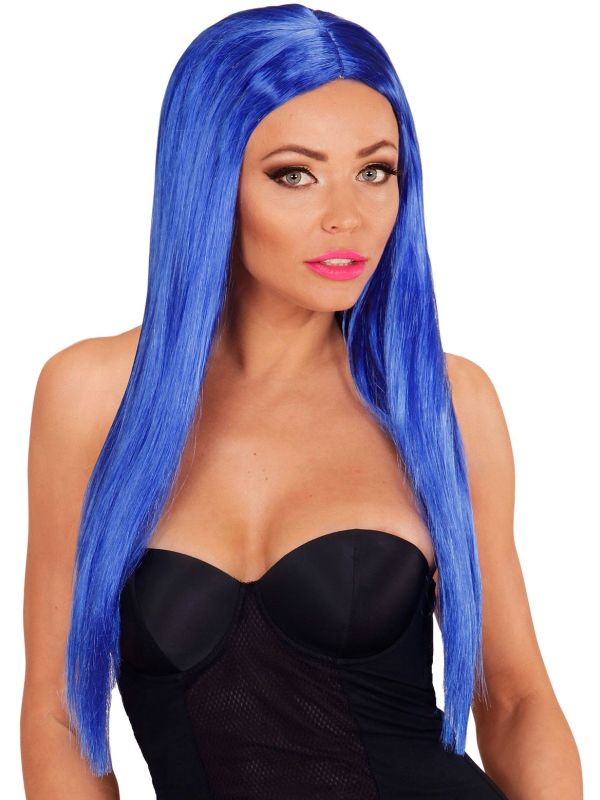 Blauwe Glamour Pruik