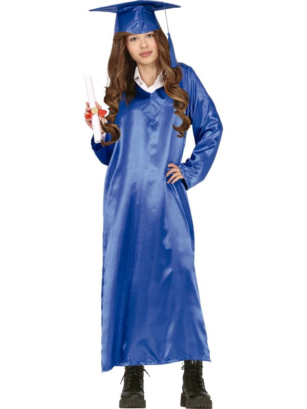 Blauwe Graduates Kostuum Meisjes 14-16 Jaar