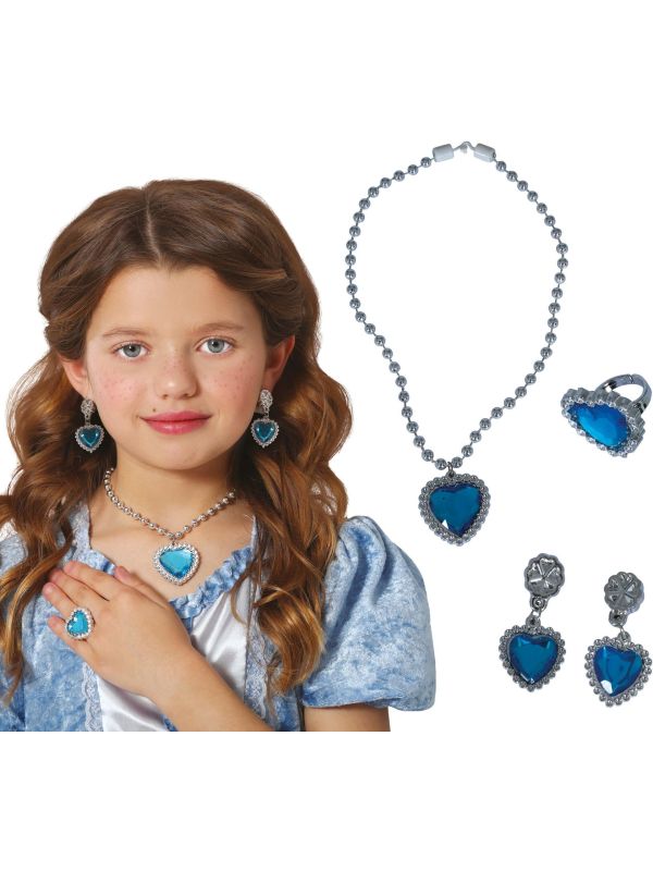Blauwe Hart Sieraden set Prinsessen 4-Delig Meisjes