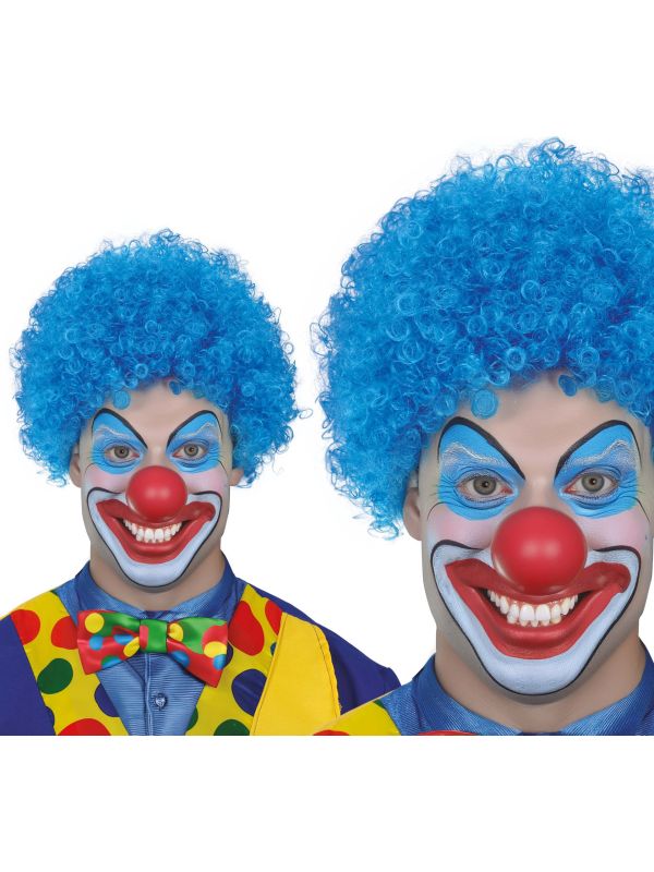Blauwe Krullen Clownspruik