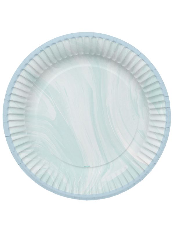 Blauwe Marmer Babyshower Bordjes 8 Stuks
