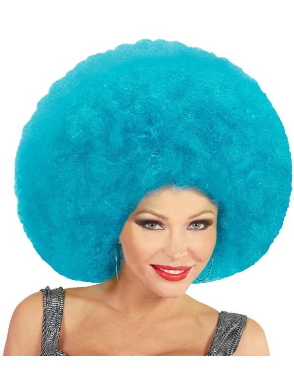 Blauwe Maxi Afro Pruik