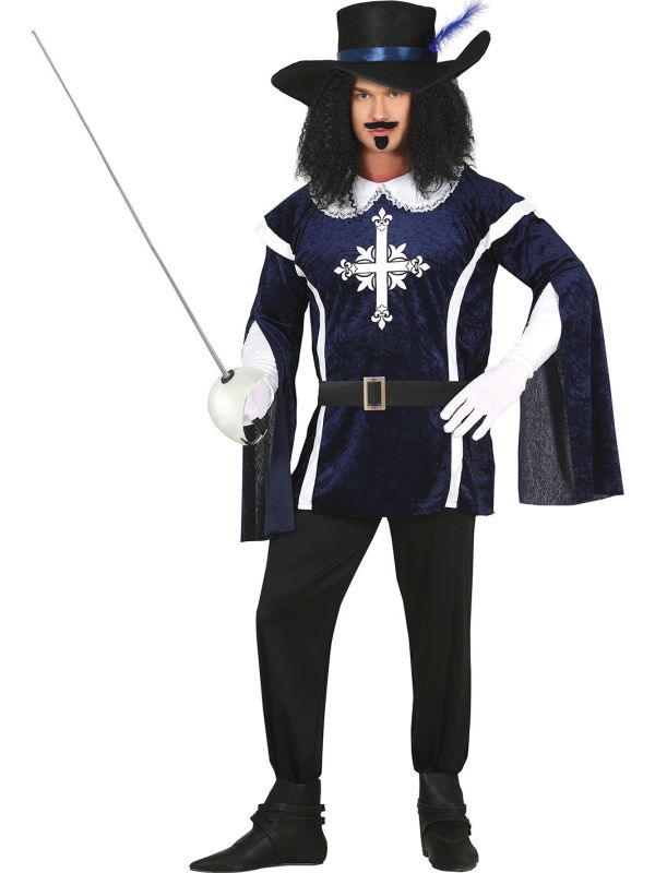 Blauwe Musketier Kostuum Man