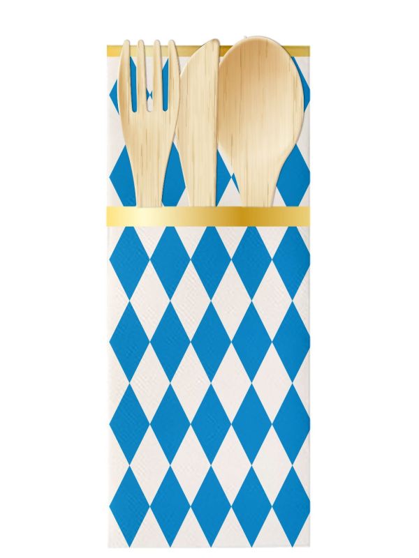 Blauwe Oktoberfest Bestekzakjes 6 Stuks