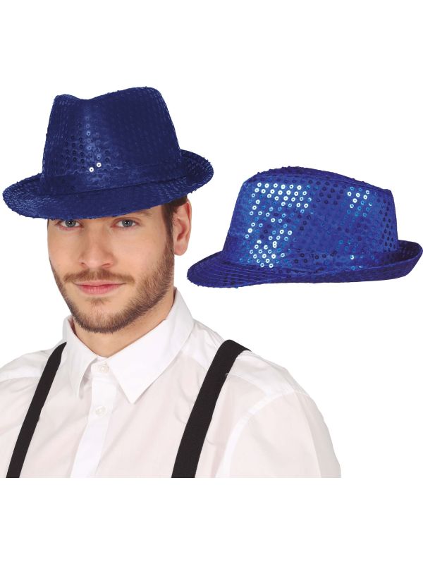 Blauwe Pailletten Feesthoed