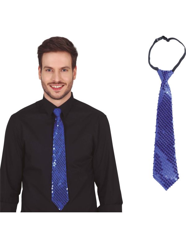Blauwe Pailletten Stropdas