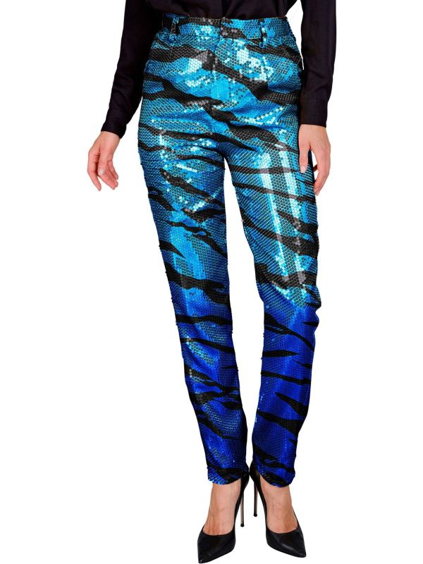 Blauwe Tijger Pailletten Broek Dames