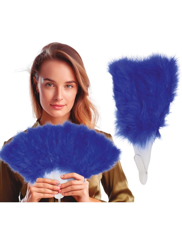 Blauwe Veren Handwaaier 20's