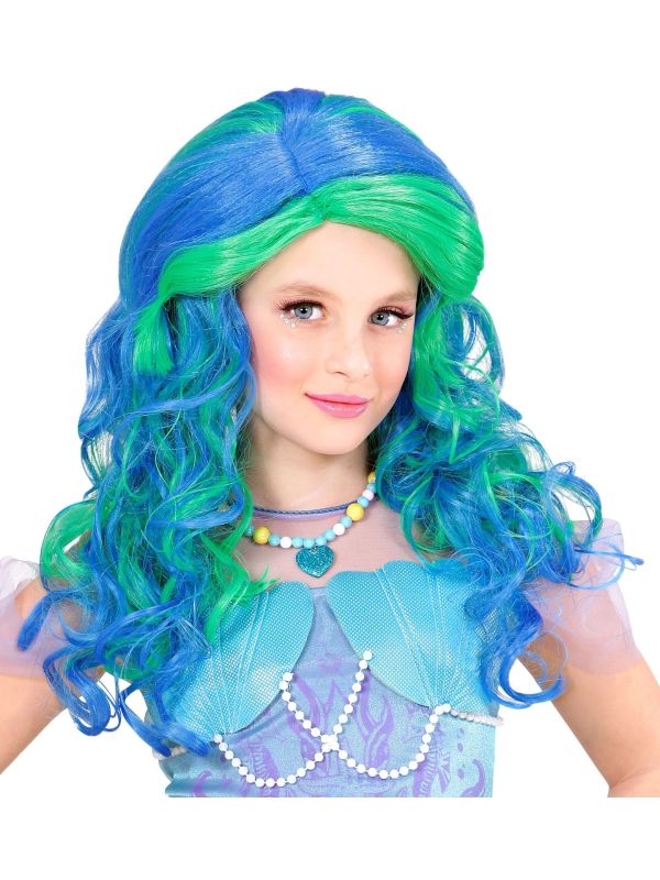Blauwe Zeemeermin Pruik Kind