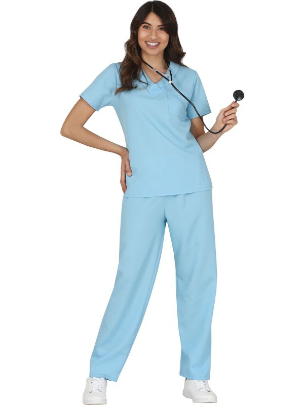 Blauwe Ziekenhuis Verpleegkundige Kostuum Vrouw