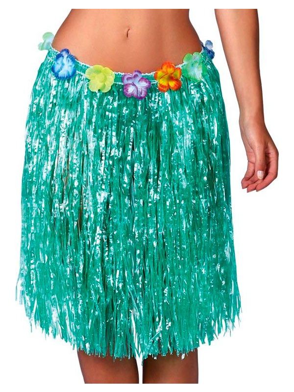 Blauwgroene Midi Hawaii Rok