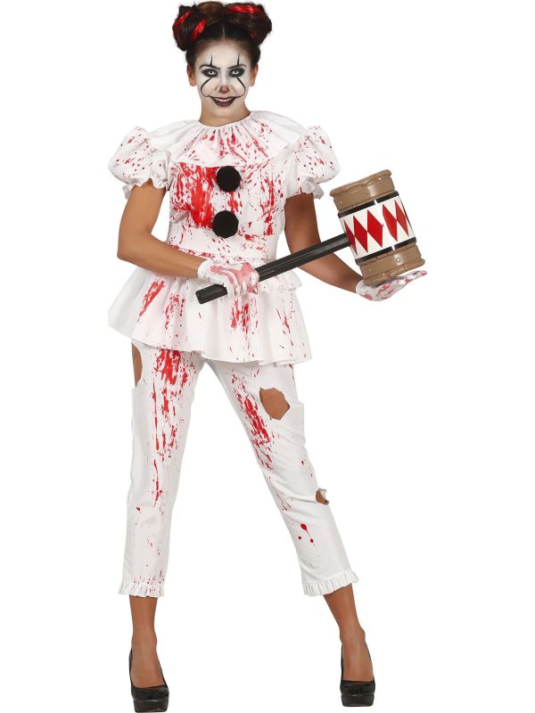 Bloederige Killer Clown Kostuum Vrouw