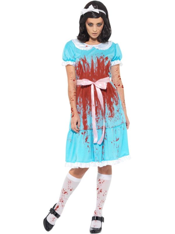 Bloederige Moordlustige Dames Kostuum Blauw